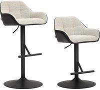 DecHome Set 2 Sgabelli Imbottiti ad Altezza Regolabile con Schienale e Braccioli 52.5x53x86.5-108 cm colore Nero e Grigio Chiaro - 1LGJ720