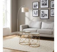 Set 2 Tavolini Tondi Metallo e Vetro 50x50/43x46 Oro DecHome