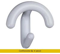 DecHome Set 4 Ganci Appendiabiti in Policarbonato Bianco