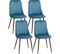 DecHome Set 4 Sedie da Cucina Imbottite in Poliestere e Acciaio 47x55x86 cm colore Blu - 398-153DB
