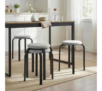 DecHome Set 4 Sgabelli Cucina Bar Moderni in Tessuto/Acciaio 40x40x45 cm Grigio