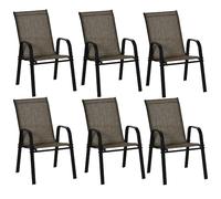 DecHome Set 6 Pezzi Sedie da Giardino con Braccioli Sedie da Esterno Impilabili in Metallo e Tessuto Traspirante Marrone - 925V0184B