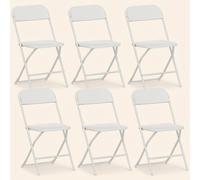DecHome Set 6 Sedie Pieghevoli in Plastica e Metallo 45x49x79.5 cm Bianco