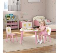 DecHome Set Arredo Cameretta con Tavolo e 2 Sedie per Bambini 3-8 Anni Rosa