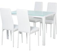 DecHome Set da Pranzo 4 Sedie Imbottite e 1 Tavolo 4 Persone Bianco - 835D55GT