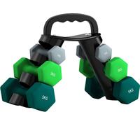 DecHome Set Manubri Supporto 3 Coppie di Pesi 2x1 kg 2x3 kg 2x5 kg Multicolore