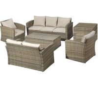 DecHome Set Mobili da Giardino 6 Pezzi in Rattan con Divani Poltrone e Tavoli Contenitore Beige - 120GD860