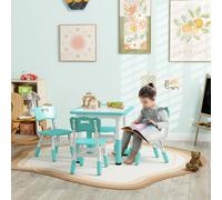 DecHome Set per Bambini 5pz con 4 Sedie Regolabili e Tavolo Verde