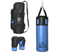 DecHome Set Sacco da Boxe da Appendere con Guantoni a 3 Strati Blu U487196