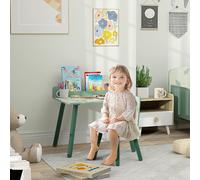 DecHome Set Sedia e Tavolino per Bambini con Ripiano Portaoggetti Verde