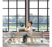 DecHome Set Tavolino Bambini con Sgabello, Banchetto e Rotolo Bianco