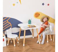 DecHome Set Tavolino con 2 Sedie per Bambini Forma Orsetto Bianco