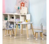 DecHome Set Tavolo 2 Sedie per Bambini Legno Età da 18 Mesi a 4 Anni Grigio