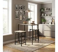 DecHome Set Tavolo da Bar da Pranzo Cucina 2 sgabelli 80x50x87 cm Legno/Nero