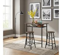 DecHome Set Tavolo da Bar da Pranzo Cucina Stile Industriale con 2 sgabelli in Legno Dimensioni 80x50x90 cm colore Quercia/Nero