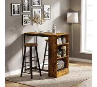 DecHome Set Tavolo da Pranzo Cucina 2 sgabelli 91x49x91 cm Marrone/Nero
