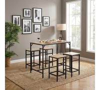 DecHome Set Tavolo da Pranzo Cucina 4 sgabelli 100x60x88 cm Legno/Nero