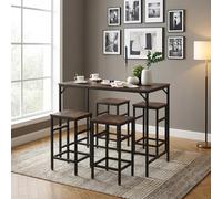 DecHome Set Tavolo da Pranzo Cucina 4 sgabelli 100x60x88 cm Marrone/Nero