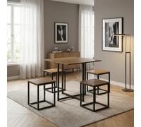 DecHome Set Tavolo da Pranzo Cucina 4 sgabelli 80x80x75.5 cm Legno/Nero