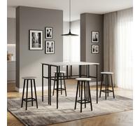 DecHome Set Tavolo da Pranzo Cucina 4 sgabelli Legno/Acciaio 100x40x90 cm Grigio