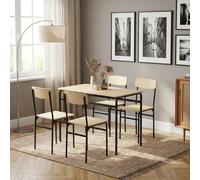 DecHome Set Tavolo da Pranzo Cucina Metallo 105x50x76 cm Legno/Nero