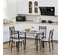 DecHome Set Tavolo da Pranzo Cucina Stile Moderno con 4 Sedie 107x70x75.5H cm colore Grigio/Nero