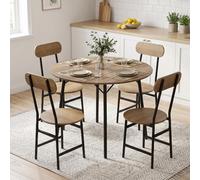 DecHome Set Tavolo da Pranzo Stile Industriale con 4 Sedie 100x100x77 Legno/Nero