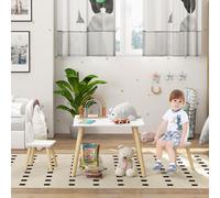DecHome Set Tavolo e 2 Sedie per Bambini con Schienale 3-6 Anni Bianco