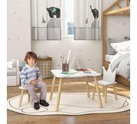 DecHome Set Tavolo e 2 Sedie per Bambini con Schienale 3-6 Anni Bianco