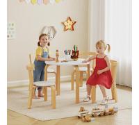 DecHome Set Tavolo e 4 Sedie per Bambini 3-8 Anni con Bordi Arrotondati in Legno