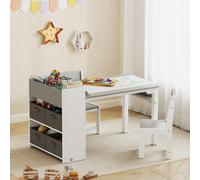DecHome Set Tavolo e Sedie per Bambini 2 Sedie e Tavolino enitore Grigio/Bianco