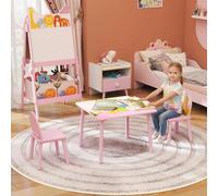 DecHome Set Tavolo e Sedie per Bambini 3-8 Anni con Bordi Arrotondati Rosa