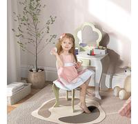 DecHome Set Toeletta per Bambina con Specchio Trucco e Sgabello Cassetto Bianco