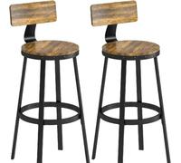 DecHome - Sgabelli Cucina Bar Alti Set 2 Pezzi Design Industriale in Legno/Metallo 37x47x96 cm Marrone