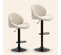 DecHome - Sgabelli Cucina Bar Alti Set 2 Pezzi Design Moderno Altezza Regolabile in Tessuto Beige