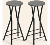 DecHome - Sgabelli Cucina Bar Alti Set 2 Pezzi Design Moderno in Legno/Acciaio 34x30x70 cm Nero