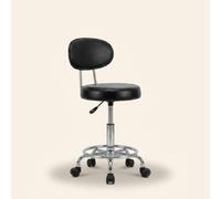 DecHome - Sgabello con Ruote e Schienale in Acciaio/Ecopelle 32x40x70-86 cm Nero
