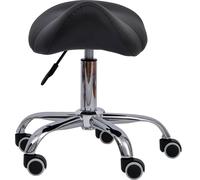 DecHome Sgabello con Ruote Ecopelle Nero
