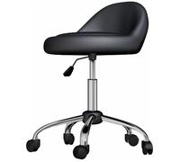 DecHome Sgabello con Ruote Ecopelle Nero/Argento