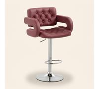 DecHome Sgabello Cucina Bar Alto Design Moderno con Schienale Ecopelle Rosso