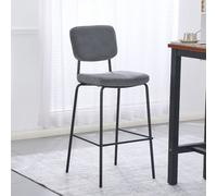 DecHome Sgabello Cucina Bar Alto in Tessuto 43x52,5x111 cm Grigio Scuro - Juno