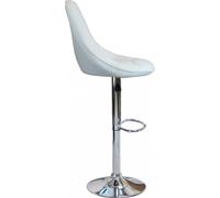 DecHome Sgabello Cucina Bar Alto Metallo/Ecopelle 59x55x95-116 Bianco