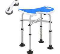 DecHome Sgabello da Doccia Altezza Regolabile con Maniglione Blu