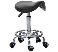 DecHome - Sgabello da Lavoro a Sella con Ruote e Altezza Regolabile per Negozi Parrucchiere e Tattoo 52x53x49