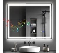 DecHome Specchio Bagno con Luci LED e Speaker Bluetooth Rettangolare 100x80 cm colore Argento