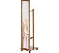 DECHOME - Specchio da Camera e Ingresso con Ripiano Inferiore e Binario in Legno e Vetro 35.5x49.5x167.8 cm