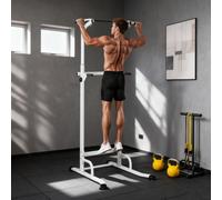DecHome Stazione Fitness con Barre per Dip e Trazioni 176.5-227 cm Bianco