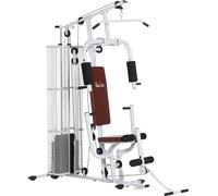 DecHome Stazione Fitness Multifunzione per Casa e Palestra con 4 Imbottiture in Acciaio e PU 150x110x210 cm colore Bianco - R51434
