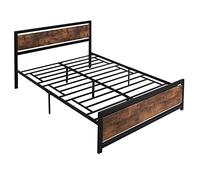 DecHome - Struttura Letto Matrimoniale in Legno e Acciaio con Doghe in Stile Industriale 160x200cm