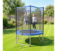 DecHome Tappeto Elastico da Giardino con Scala in Acciaio e PP ø183x200 cm Blu